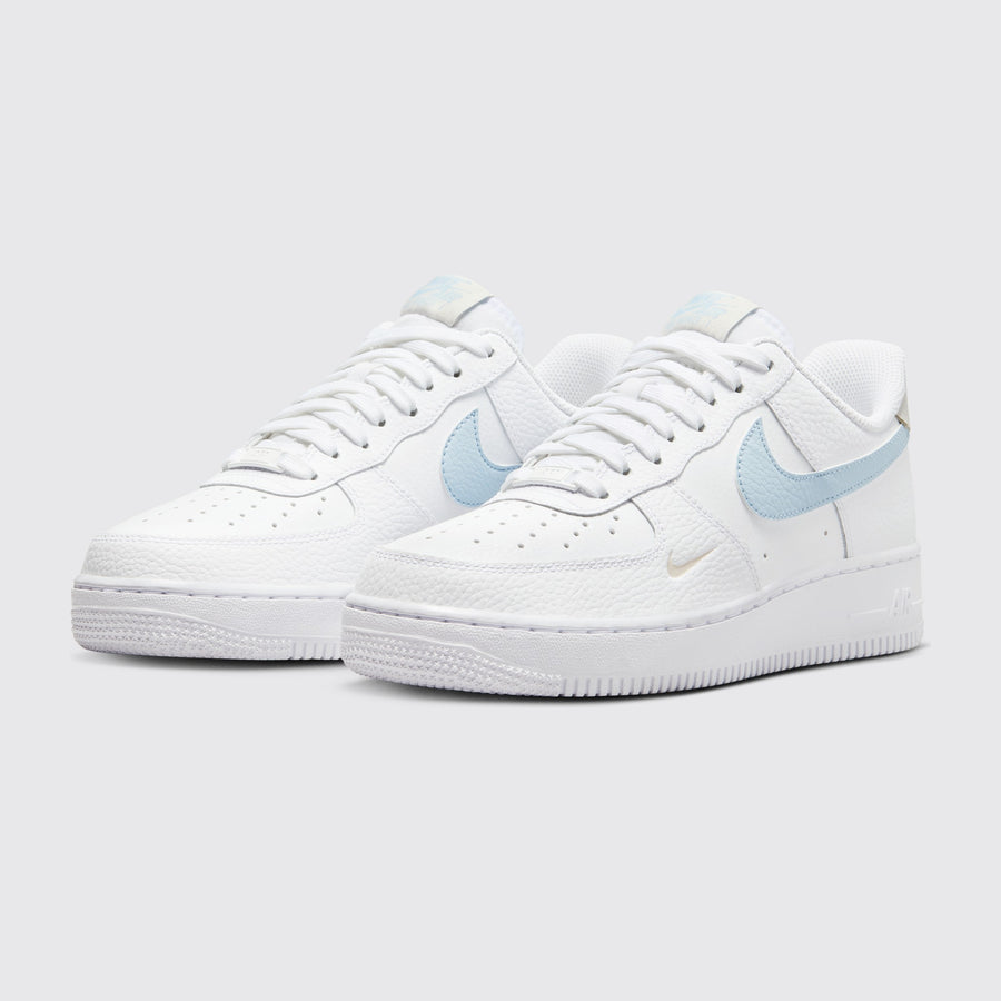 Women's Nike Air Force 1 '07 Light Armory Blue sneaker – three-quarter view of the pair