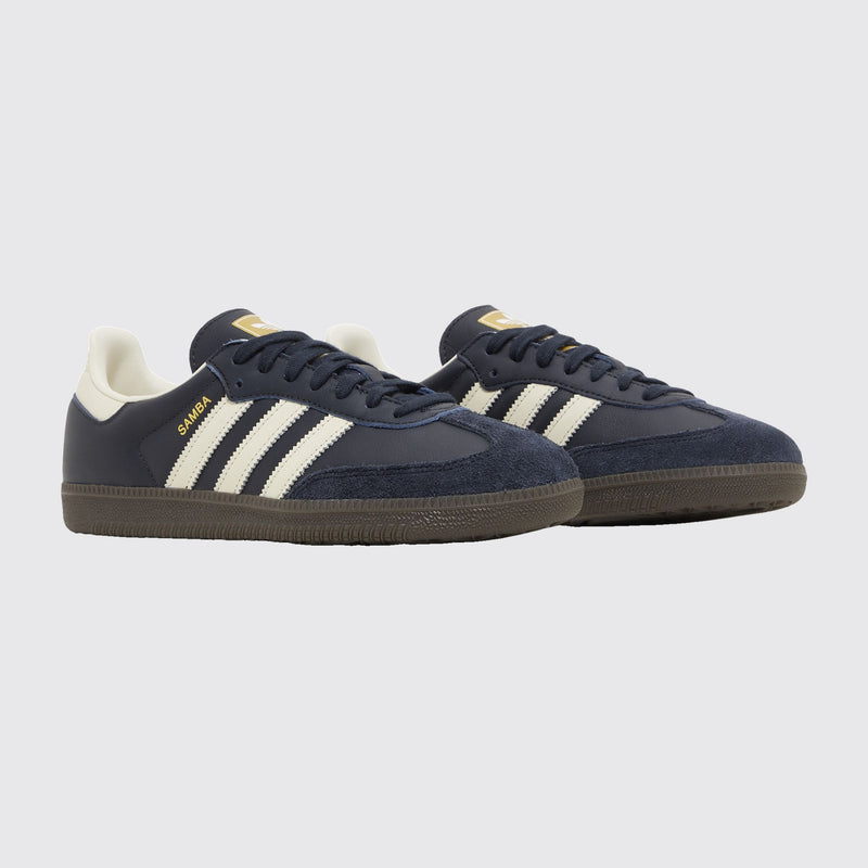 Adidas Samba Vegan Night Navy Gum zapatilla – vista tres cuartos del par