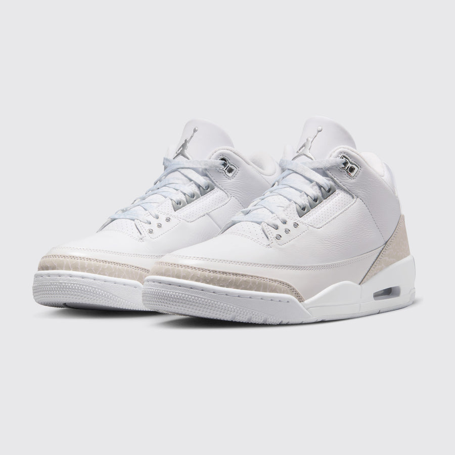 Air Jordan 3 Pure Money sneaker – three-quarter view of the pair