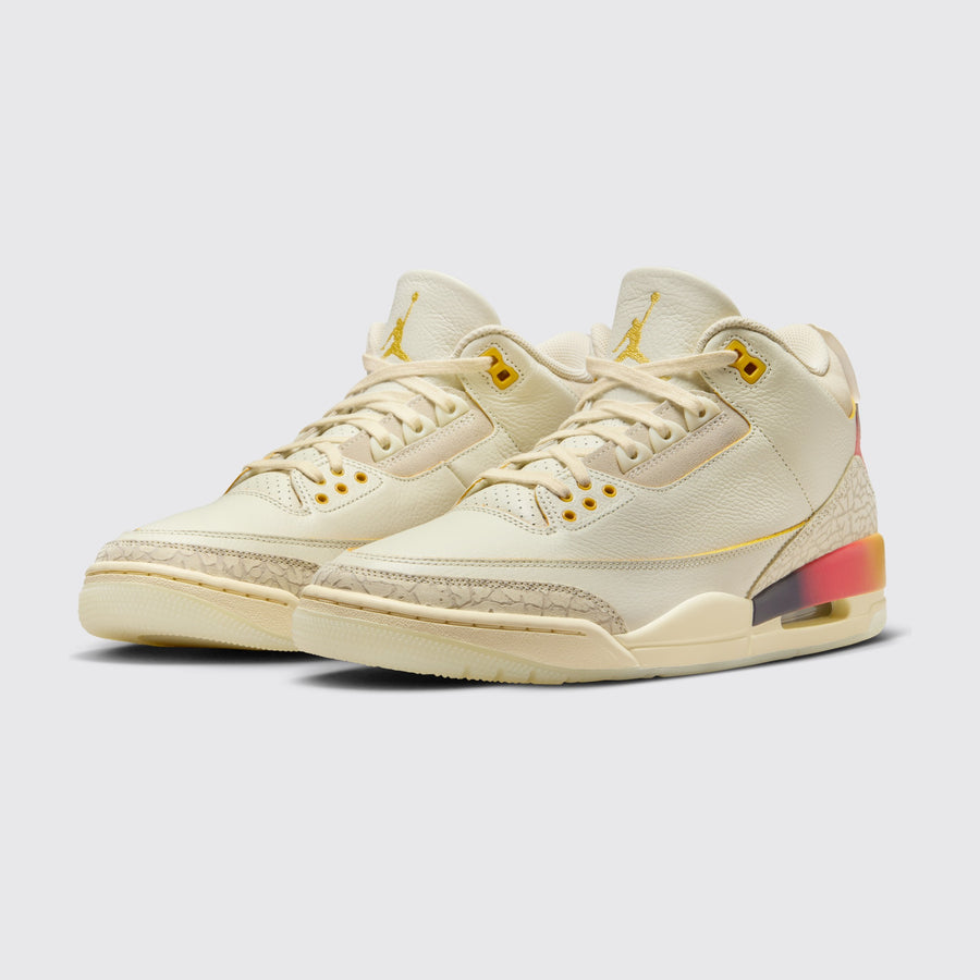 J Balvin x Air Jordan 3 Sunset zapatilla – vista tres cuartos del par