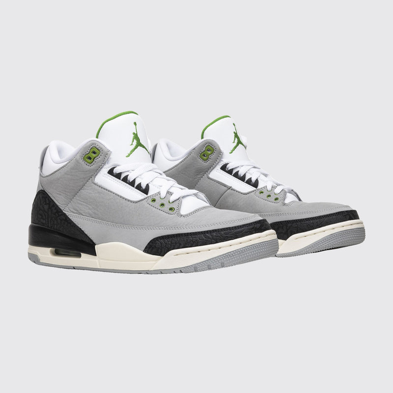 Air Jordan 3 Chlorophyll sneaker – three-quarter view of the pair
