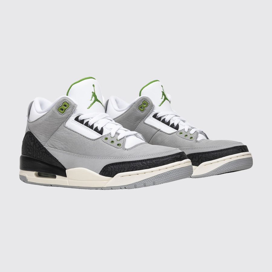 Air Jordan 3 Chlorophyll sneaker – three-quarter view of the pair