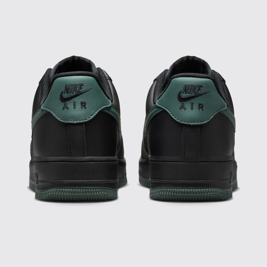Nike Air Force 1 '07 Black Vintage Green sneaker – back view of the pair