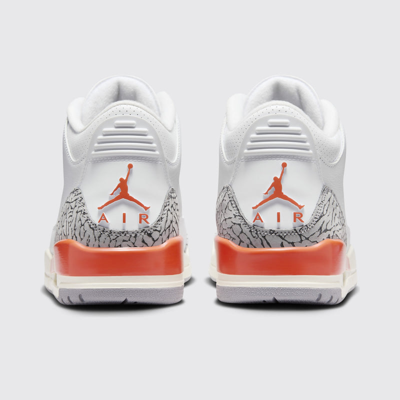 Women's Air Jordan 3 Georgia Peach sneaker – back view of the pair