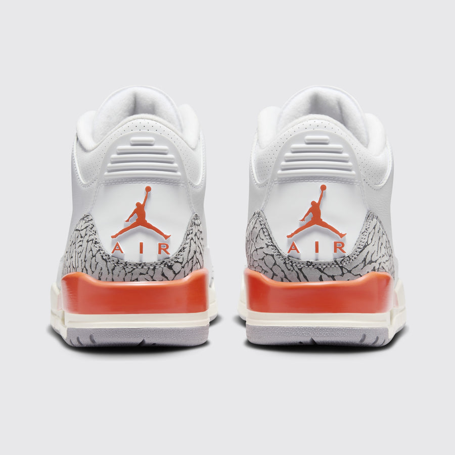 Women's Air Jordan 3 Georgia Peach sneaker – back view of the pair