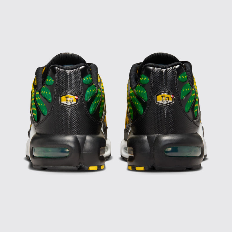Nike Air Max Plus Varsity Maize Pine Green zapatilla – vista trasera del par
