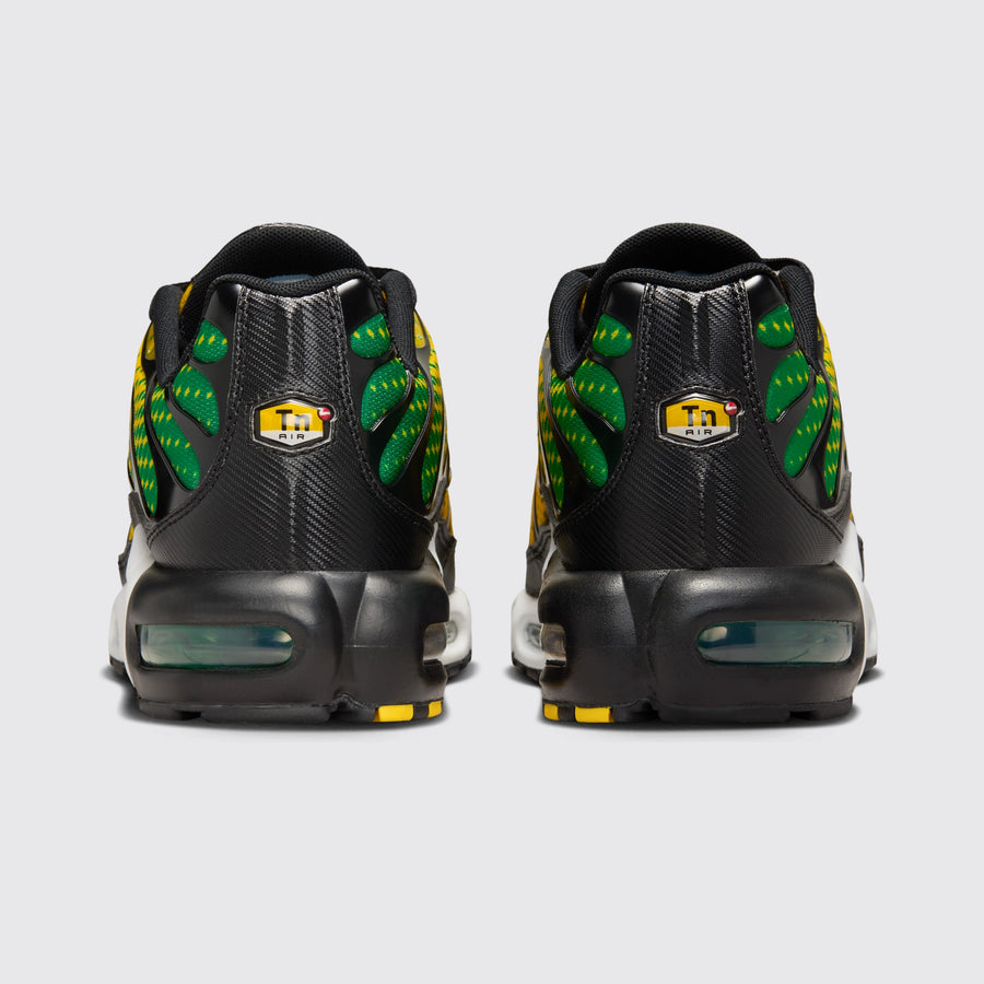 Nike Air Max Plus Varsity Maize Pine Green zapatilla – vista trasera del par