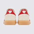 Women's Adidas Handball Spezial Cream White Better Scarlet sneaker – back view of the pair