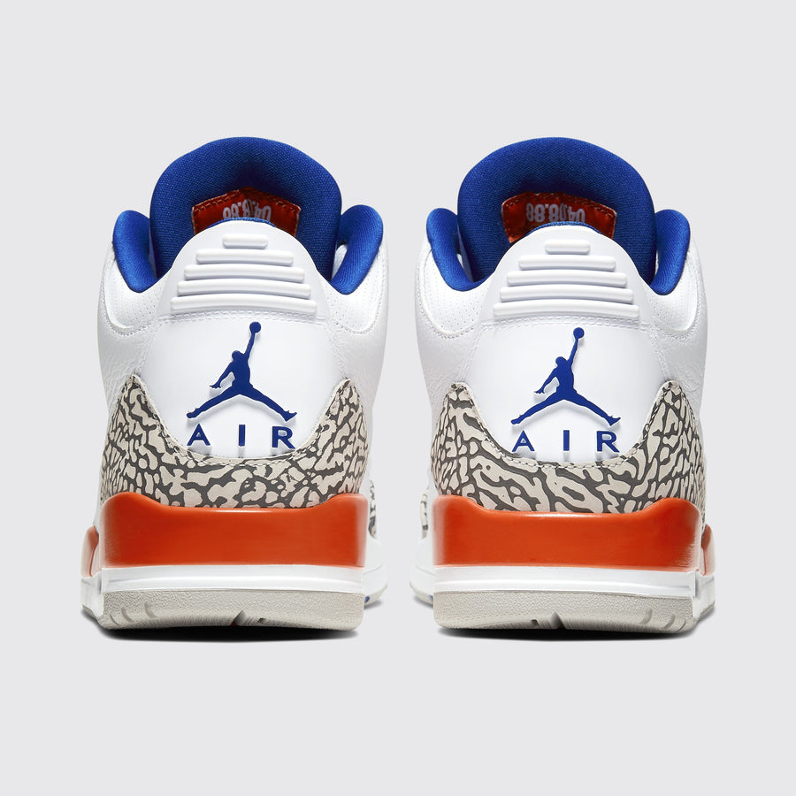 Air Jordan 3 Knicks sneaker – back view of the pair