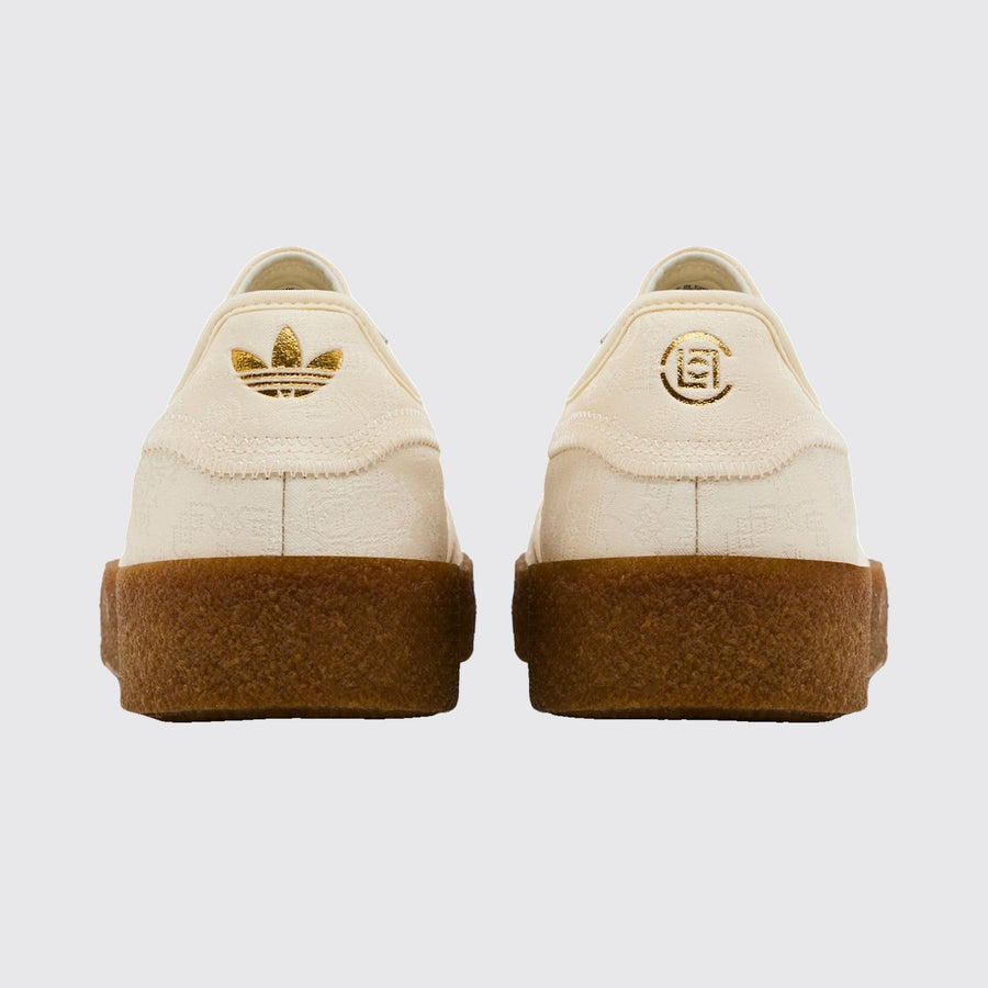 CLOT x Adidas Gazelle Crepe Sole Cream White sneaker – back view of the pair