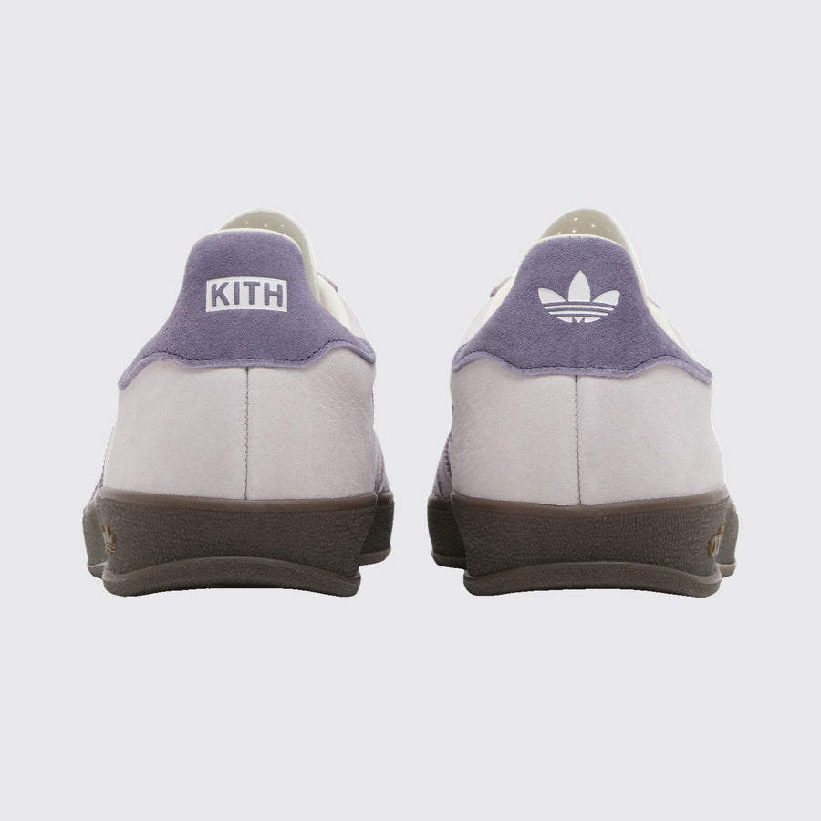 Kith x Adidas Gazelle Indoor Ash Purple sneaker – back view of the pair