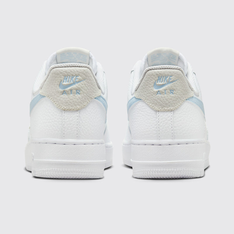Women's Nike Air Force 1 '07 Light Armory Blue sneaker – back view of the pair