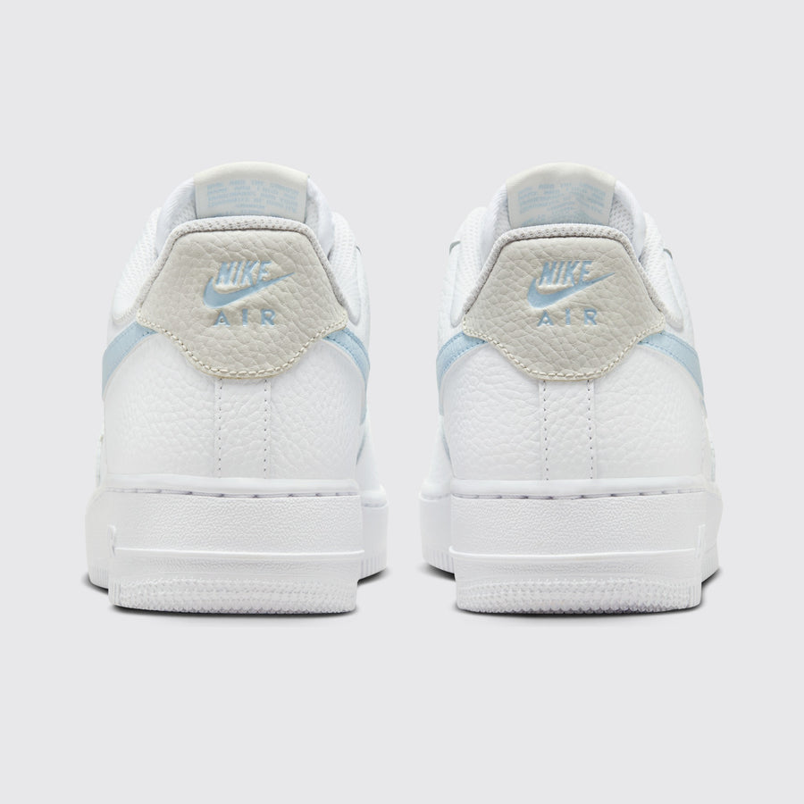 Women's Nike Air Force 1 '07 Light Armory Blue sneaker – back view of the pair