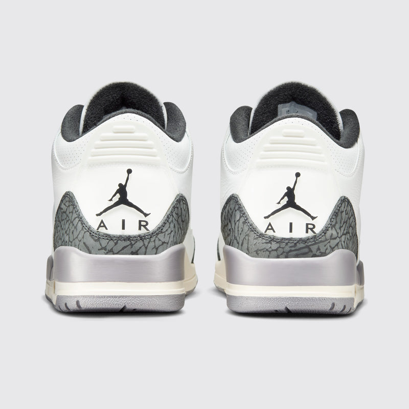 Air Jordan 3 Cement Grey zapatilla – vista trasera del par