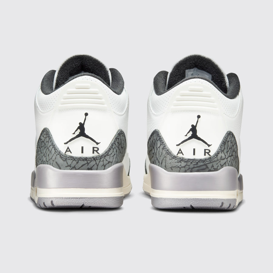 Air Jordan 3 Cement Grey zapatilla – vista trasera del par