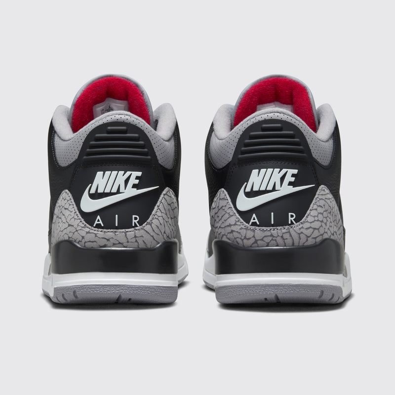 Air Jordan 3 Black Cement basket – vue arrière de la paire