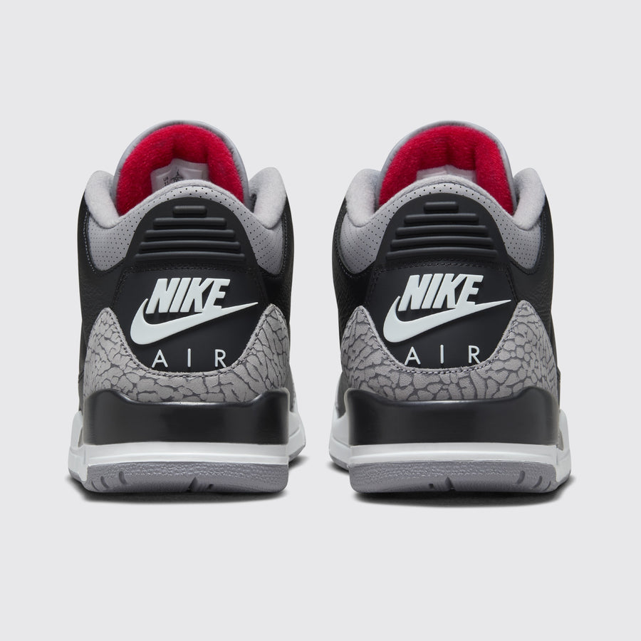 Air Jordan 3 Black Cement basket – vue arrière de la paire