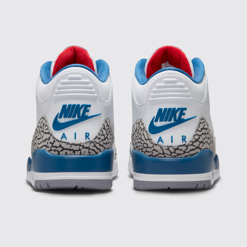 Air Jordan 3 True Blue sneaker – back view of the pair