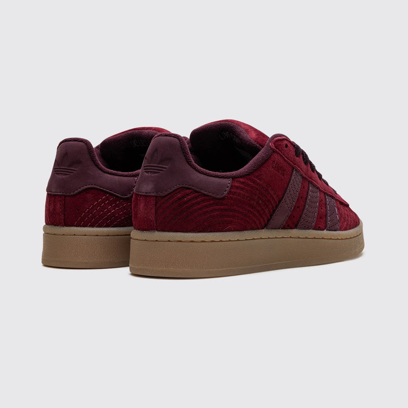 Adidas Campus 00s Japanese Rock Garden Burgundy sneaker – back view of the pair