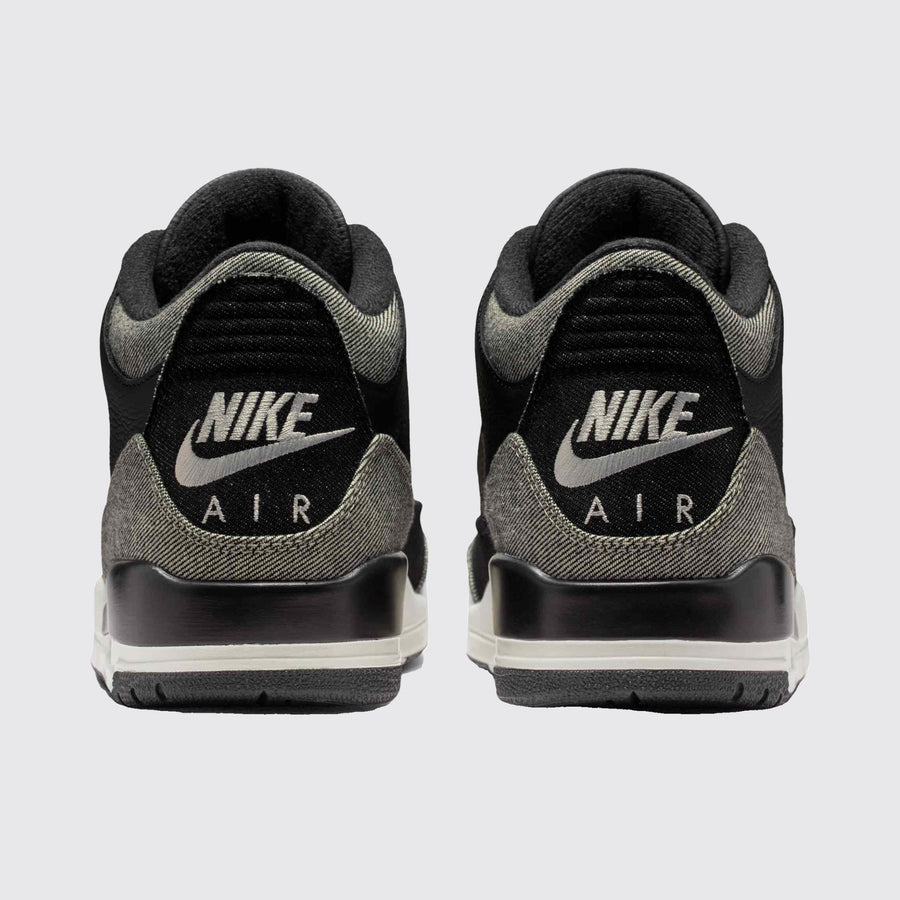 Levi's x Air Jordan 3 Black and White basket – vue arrière de la paire