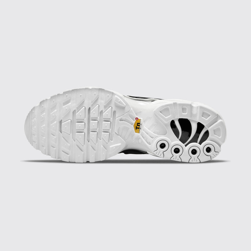 Women's Nike Air Max Plus Black White sneaker – outsole view