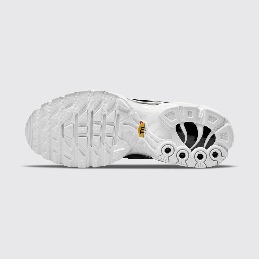 Women's Nike Air Max Plus Black White sneaker – outsole view