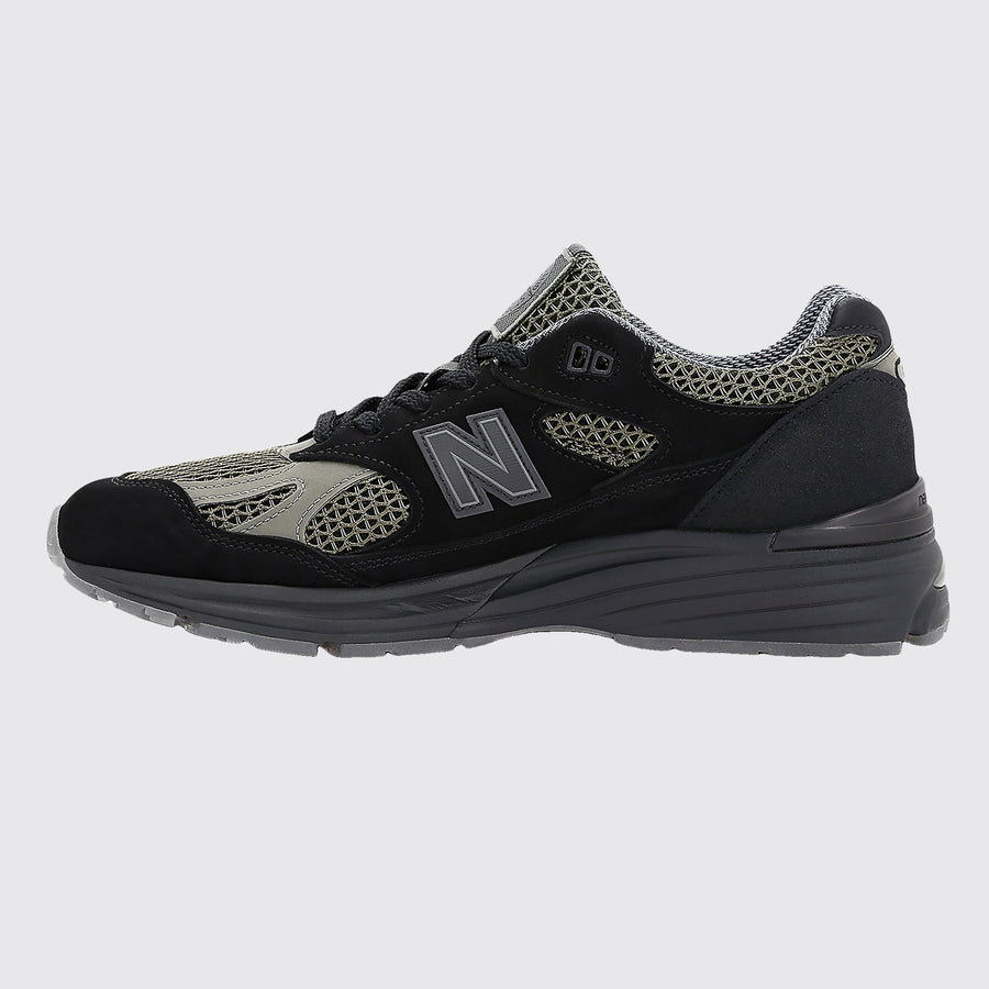 Stone Island New Balance 991v2 Made in UK Black Olive basket – vue de profil