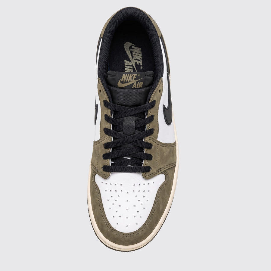 Air Jordan 1 Low OG Medium Olive sneaker – top view