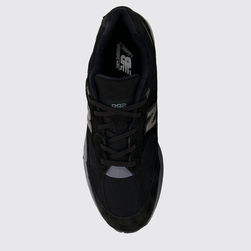 New Balance 992 Black Grey White sneaker – top view