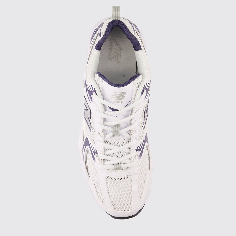 New Balance 530 White Dark Mercury sneaker – top view