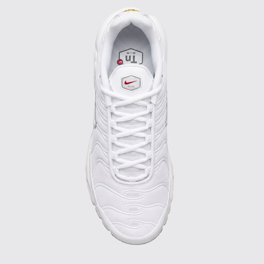 Women's Nike Air Max Plus Triple White sneaker – top view