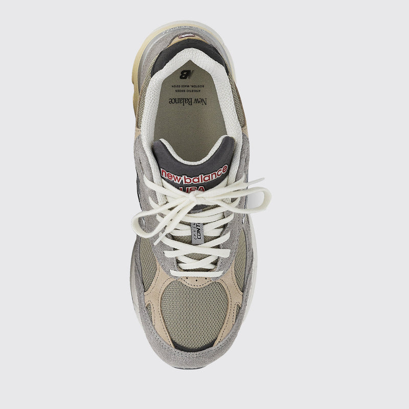 Teddy Santis New Balance 990v3 Made in USA Grey Tan sneaker – top view