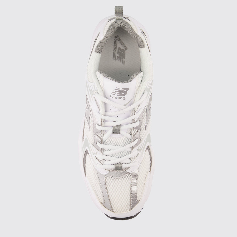 New Balance 530 White Silver Shadow Grey basket – vue de dessus