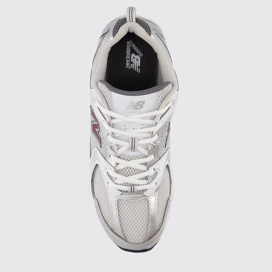 New Balance 530 Silver Burgundy Sneaker – Draufsicht