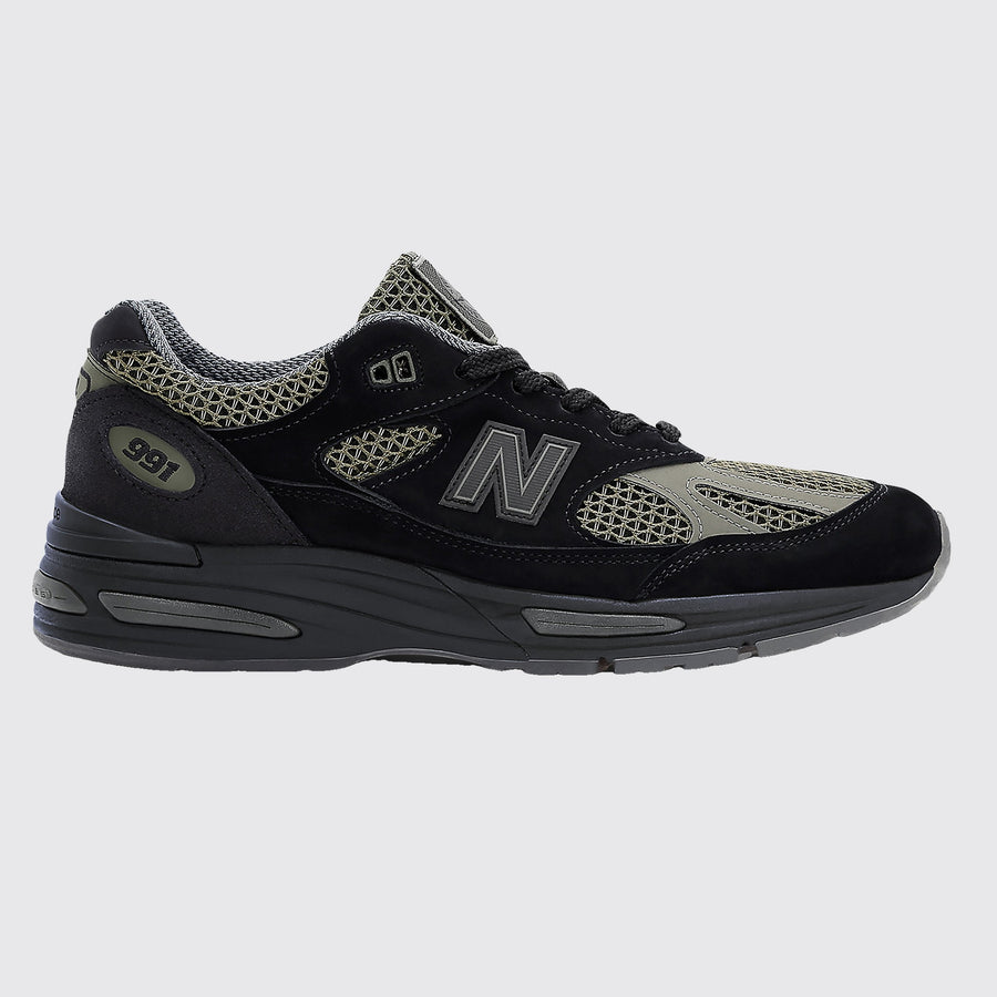 Stone Island New Balance 991v2 Made in UK Black Olive basket – vue de l'autre côté