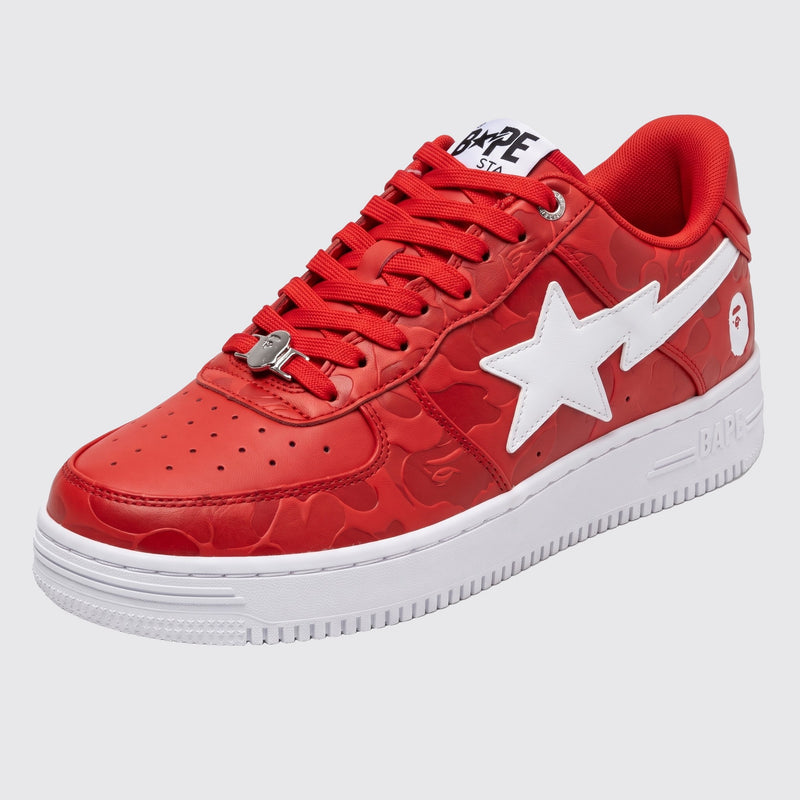 A Bathing APE BAPE STA #3 Red White sneaker – front three-quarter view