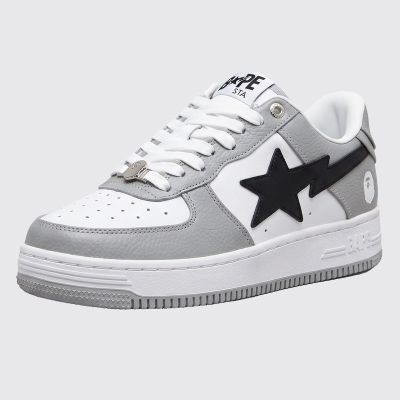 A Bathing APE BAPE STA Low Grey Black sneaker – front three-quarter view
