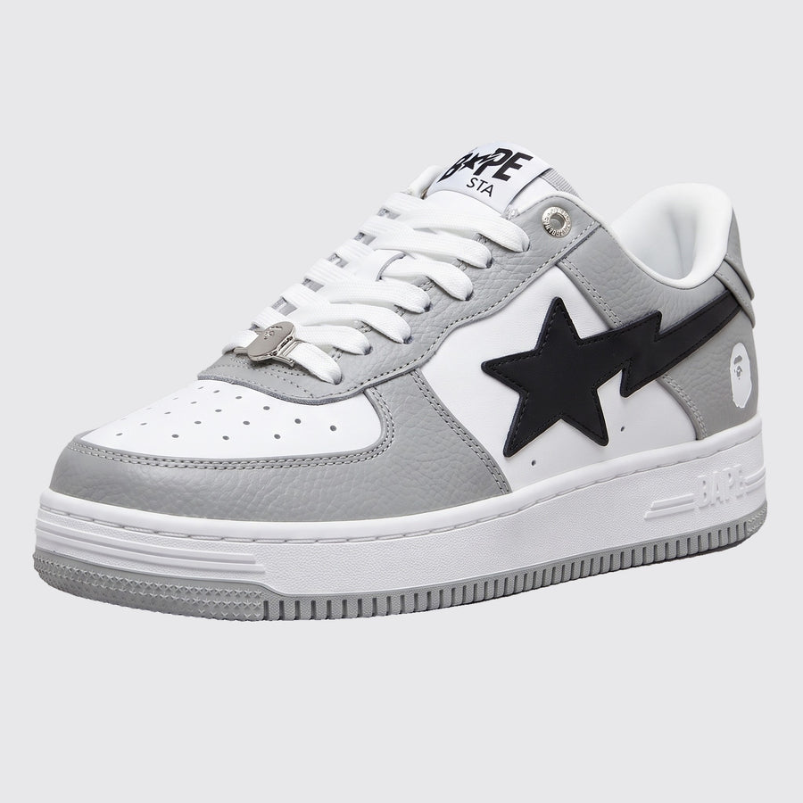 A Bathing APE BAPE STA Low Grey Black sneaker – front three-quarter view