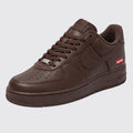 Supreme x Nike Air Force 1 Low Baroque Brown sneaker – front three-quarter view
