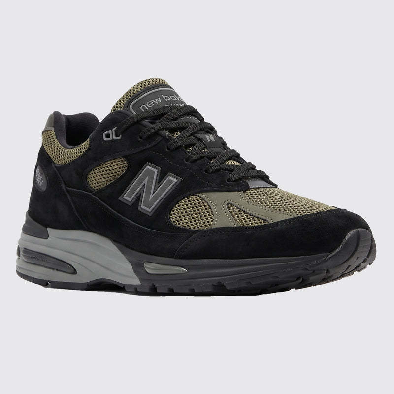 Stone Island New Balance 991v2 Made in UK Black Olive basket – vue avant 3/4