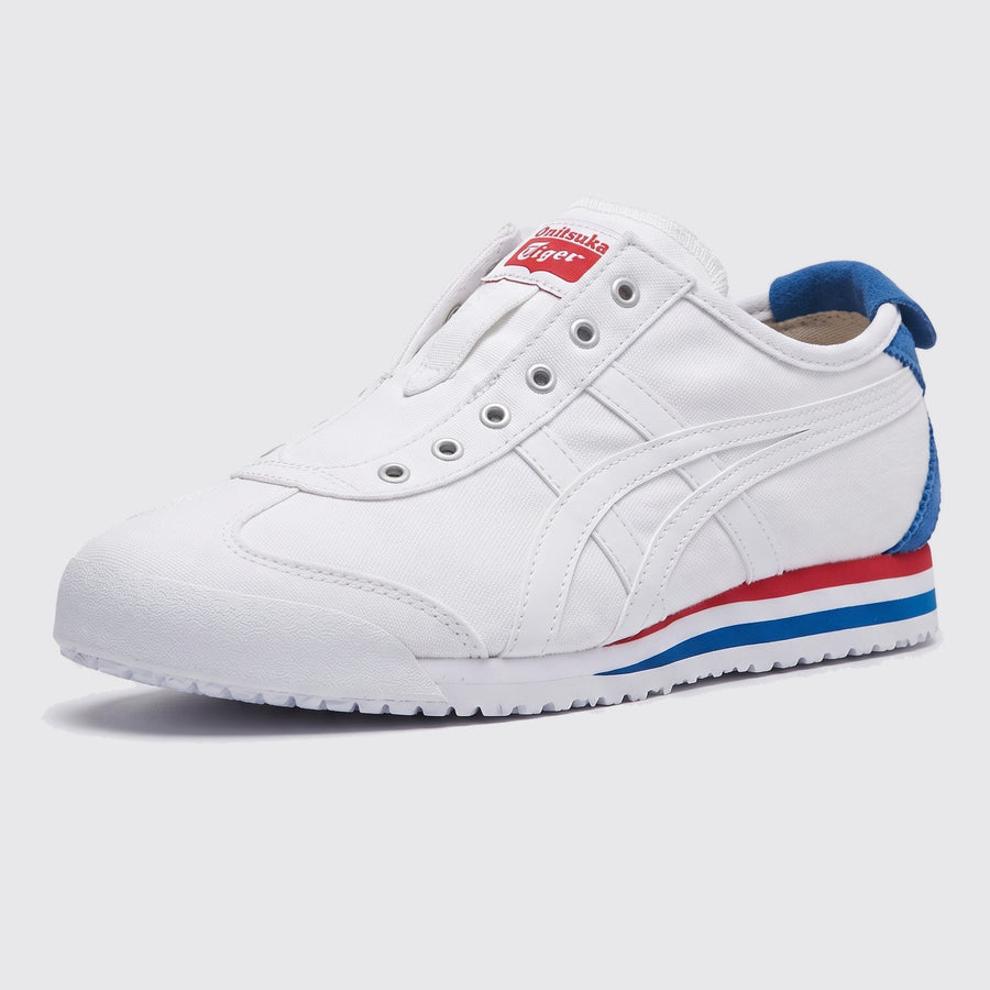 Onitsuka Tiger Mexico 66 Slip-On White Blue sneaker – front three-quarter view