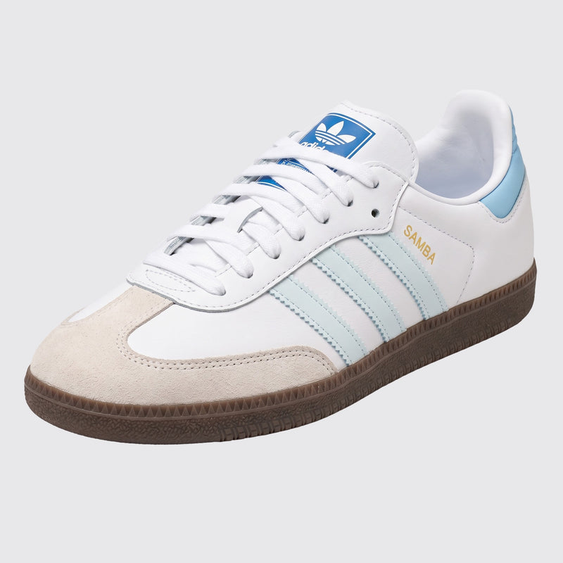 Adidas Samba OG White Halo Blue sneaker – front three-quarter view