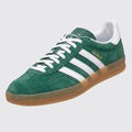 Sapatilhas Adidas Gazelle Indoor Green White – vista frontal em três quartos