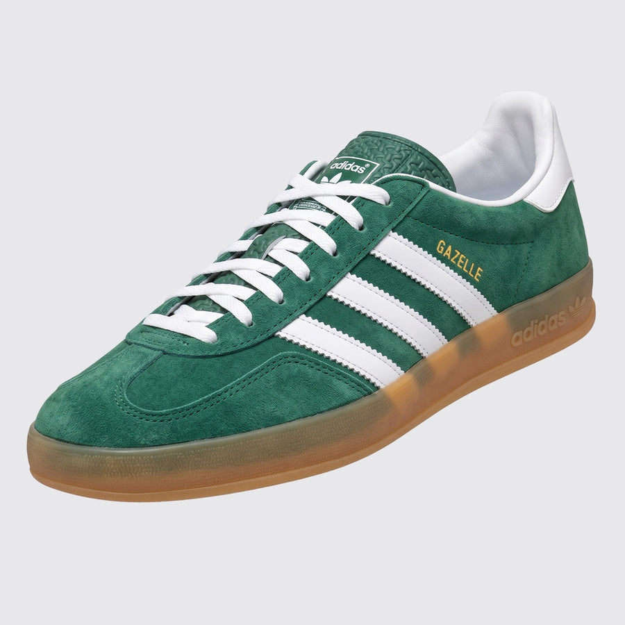 Sapatilhas Adidas Gazelle Indoor Green White – vista frontal em três quartos