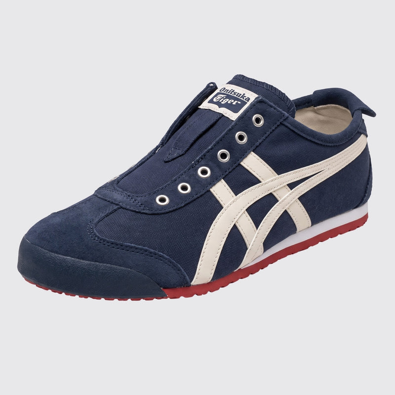 Onitsuka Tiger Mexico 66 Slip-On Navy Off-White sneaker – front three-quarter view