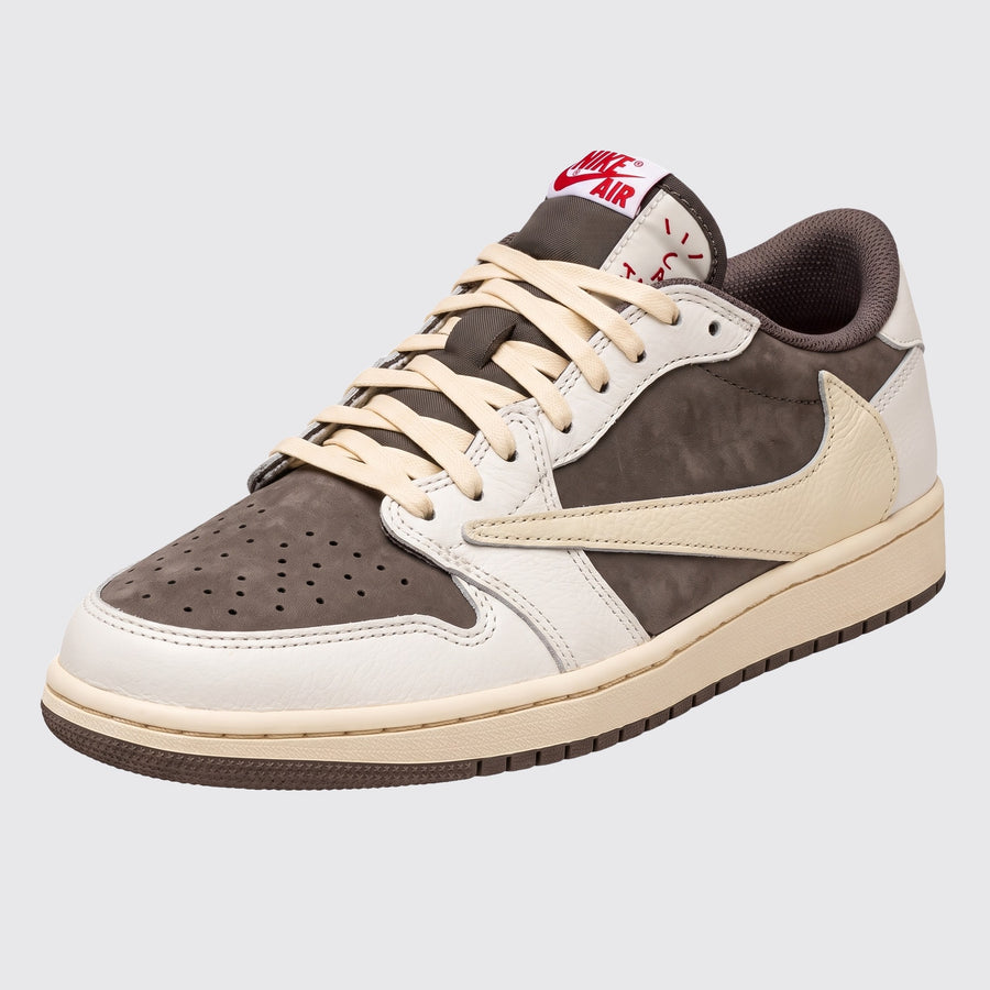 Travis Scott x Air Jordan 1 Low OG Reverse Mocha sneaker – front three-quarter view