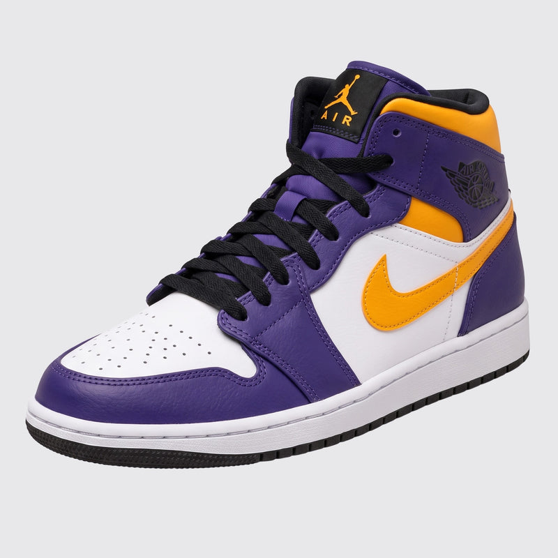 Air Jordan 1 Mid Lakers sneaker – front three-quarter view