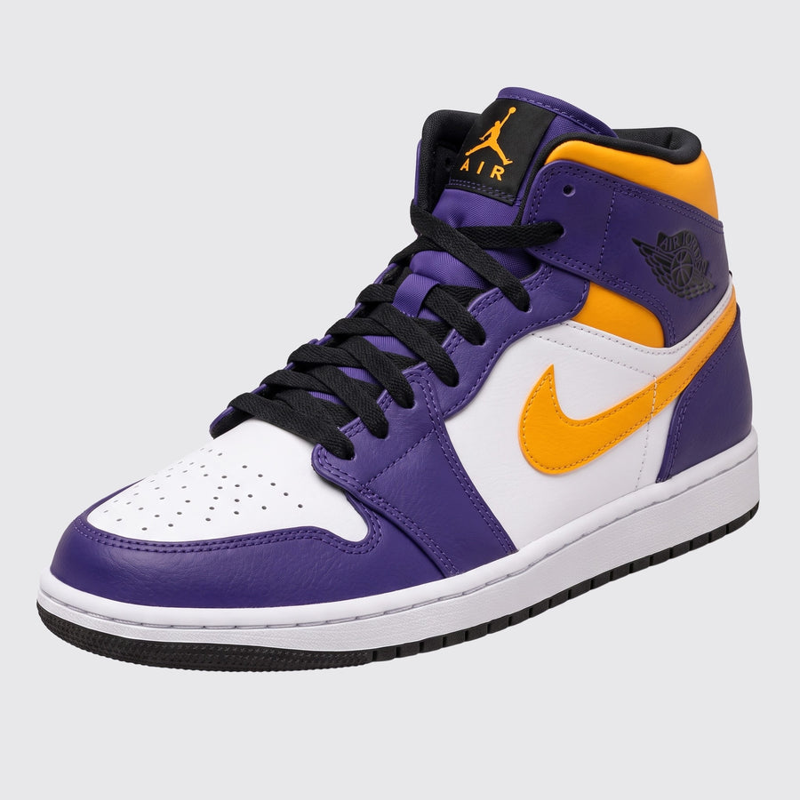 Air Jordan 1 Mid Lakers sneaker – front three-quarter view