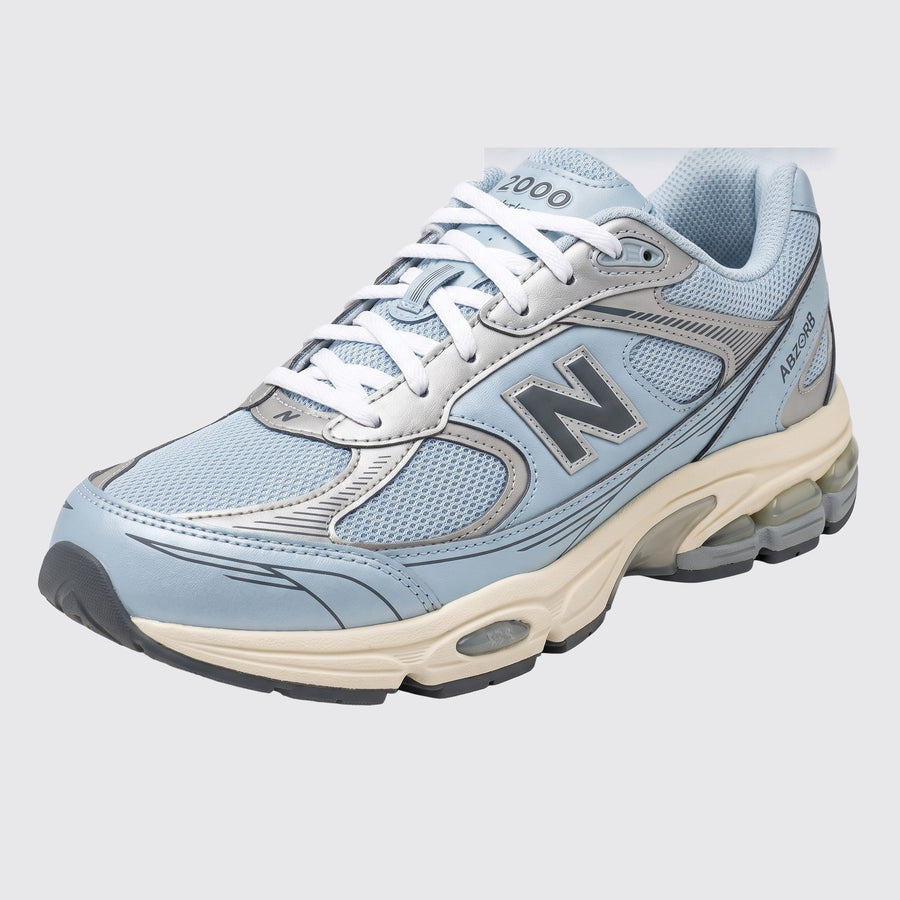 New Balance ABZORB 2000 Blue Grey Cream sneaker – front three-quarter view