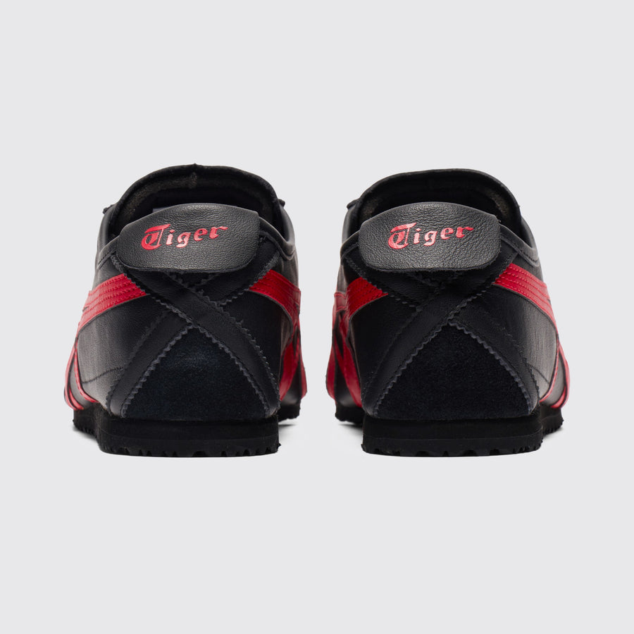 Onitsuka Tiger Mexico 66 Black Classic Red Sneaker – Rückansicht des Paares